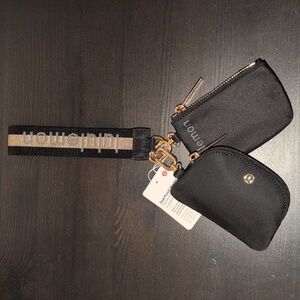 NWT Lululemon Dual Wristlet, Black and Gold